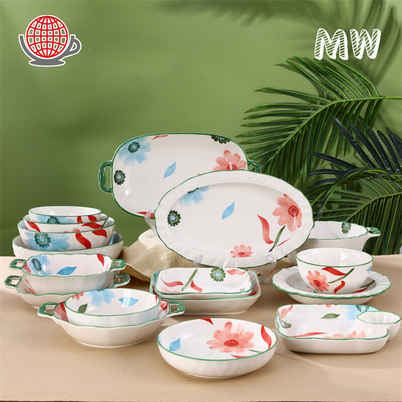 Wholesale Fine Dinnerware Set with Rural Flower Pattern