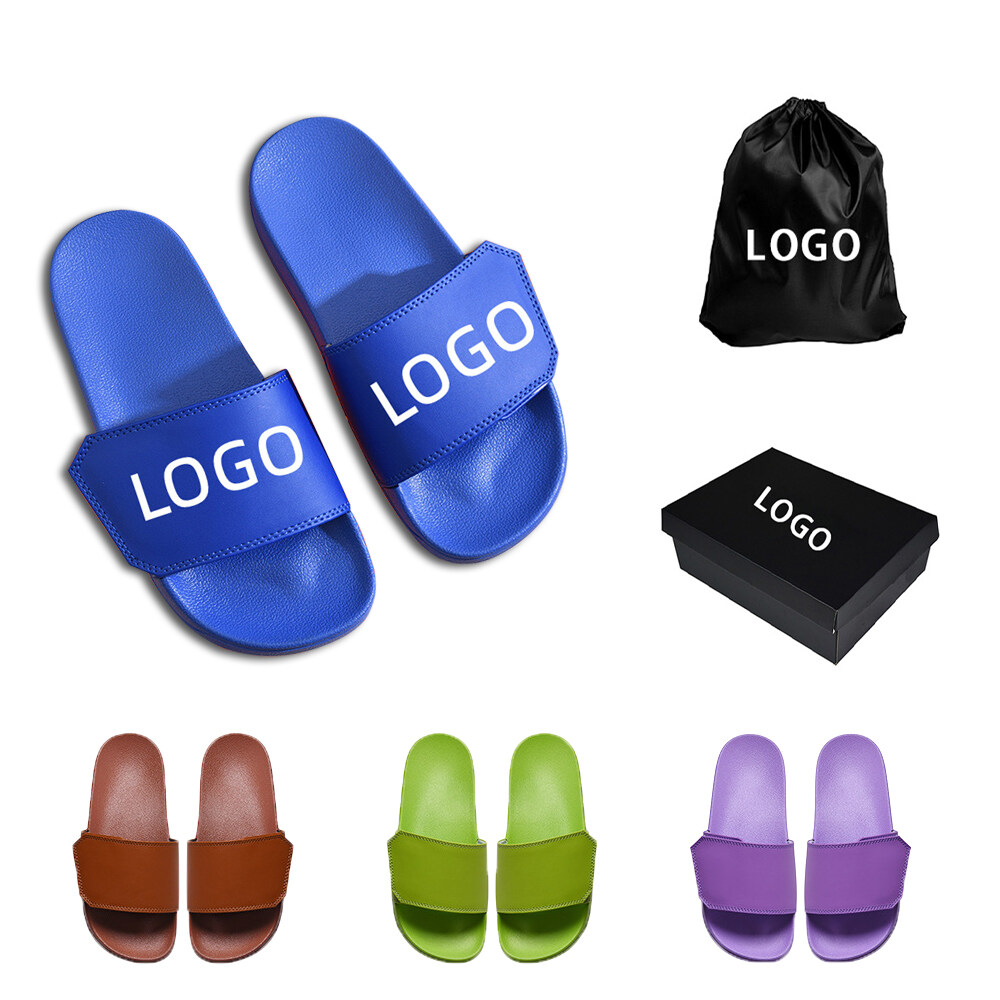 Customized LOGO Unisex Casual Fashion Solid Color Velcro Slippers Adjustable Size