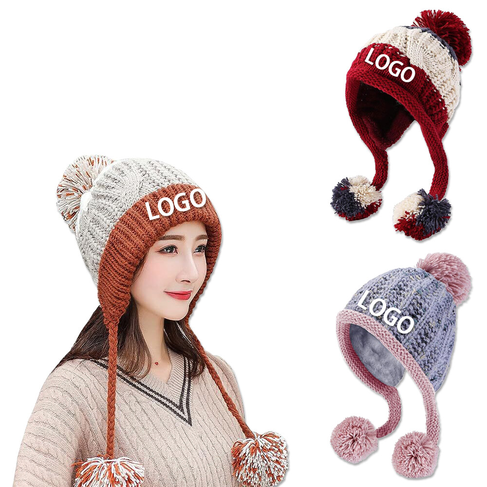 Customized Women's Fashion Winter Knitted Winter Beanie Stretch Soft Thin Casual Warm Peruvian Hat