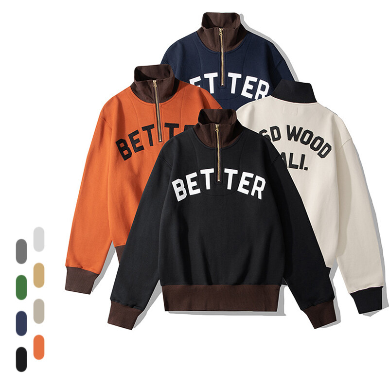 Color Blocking 1/4 Zipper '' BETTER '' Sweater