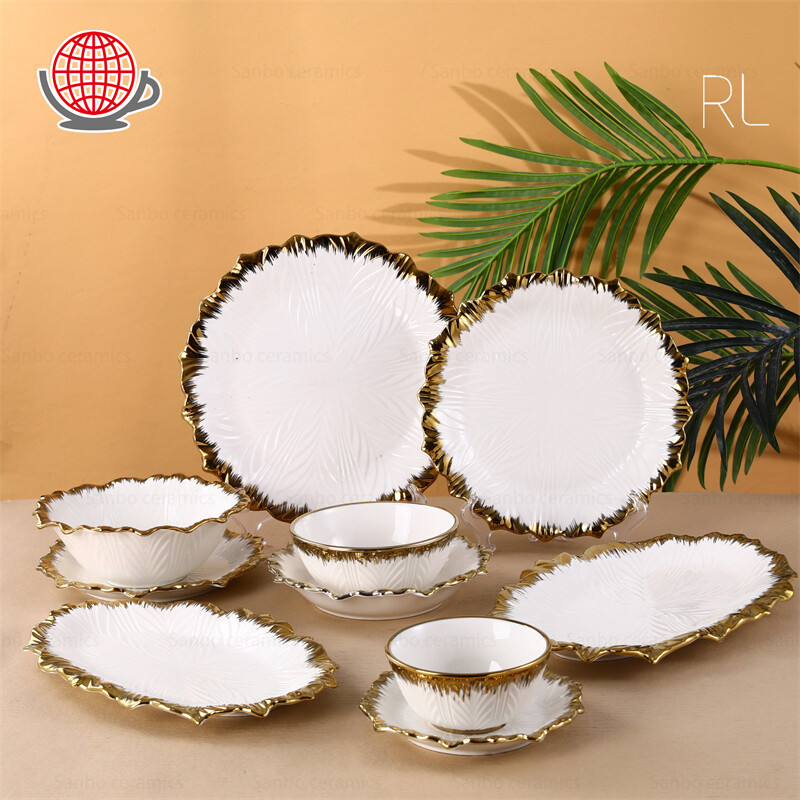 Royal Style Restaurant Crockery Dinnerware with Ruffled Rim