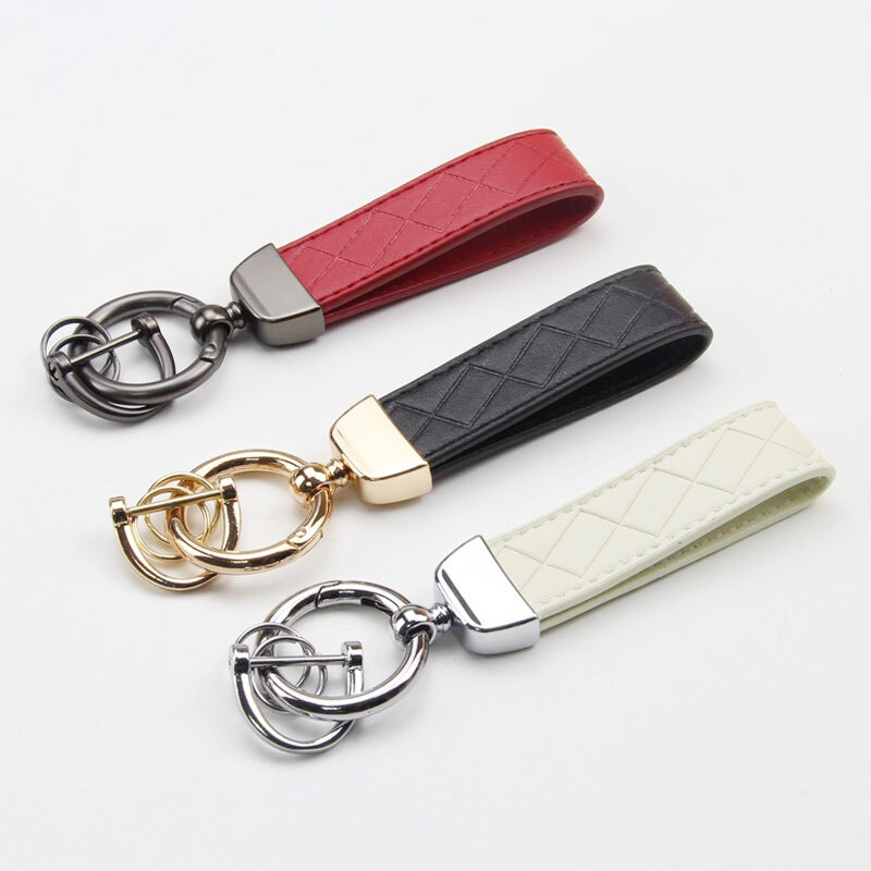 Hot Trend Car Keychain Microfiber Pu Leather Key Fob With Detachable D ring Durable Gift Metal Key Chain Holder Keyrings