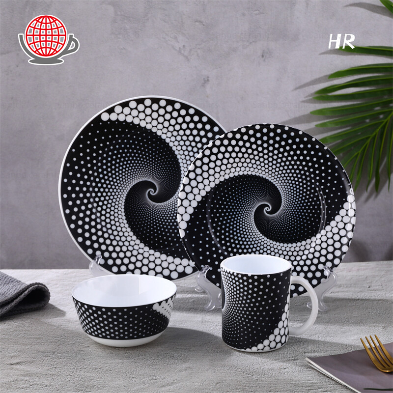 black and white dish sets, dinner sets with matching mugs,modern dinnerware sets