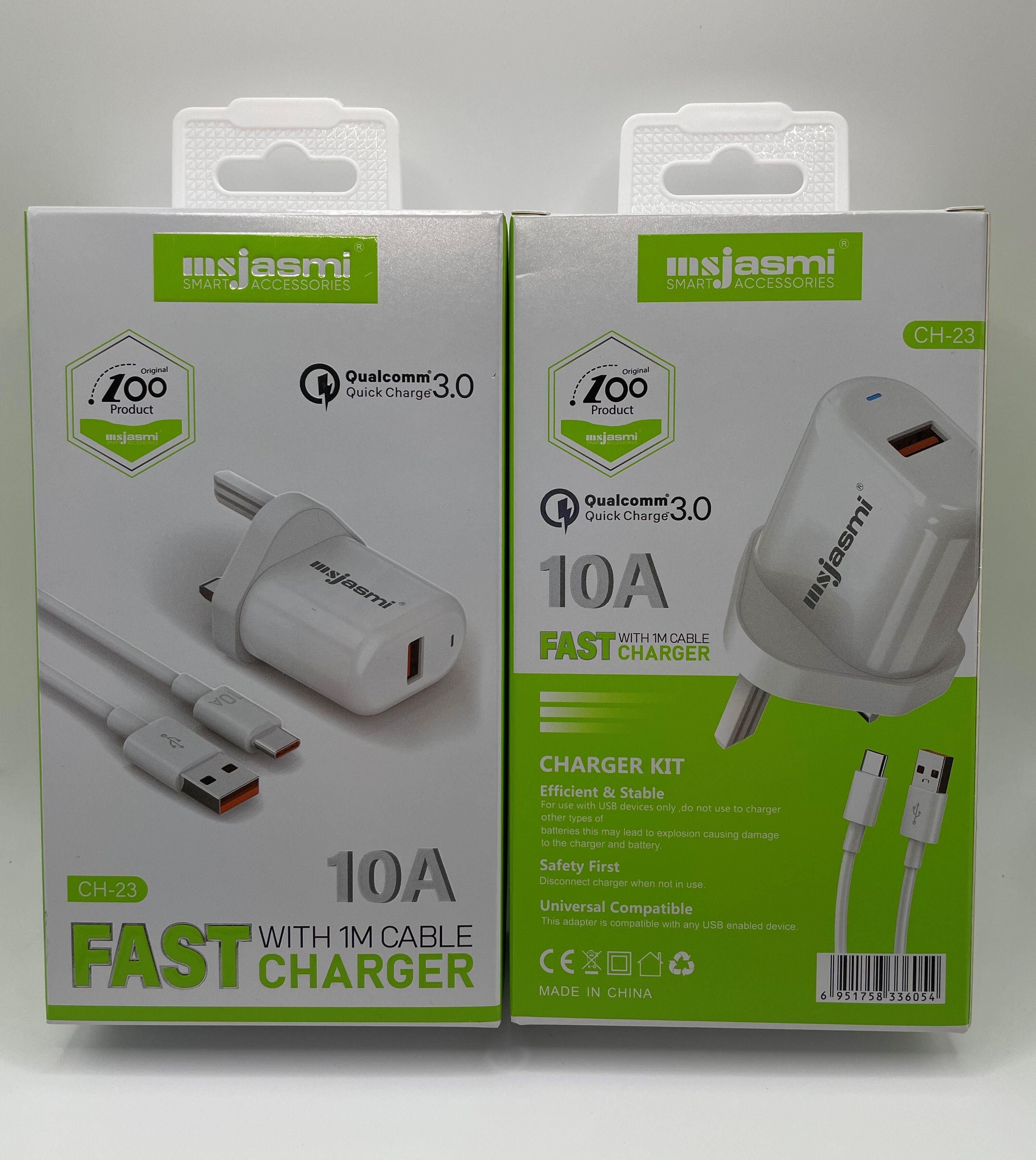 qc3.0 fast chargers with 10A type c cables complete