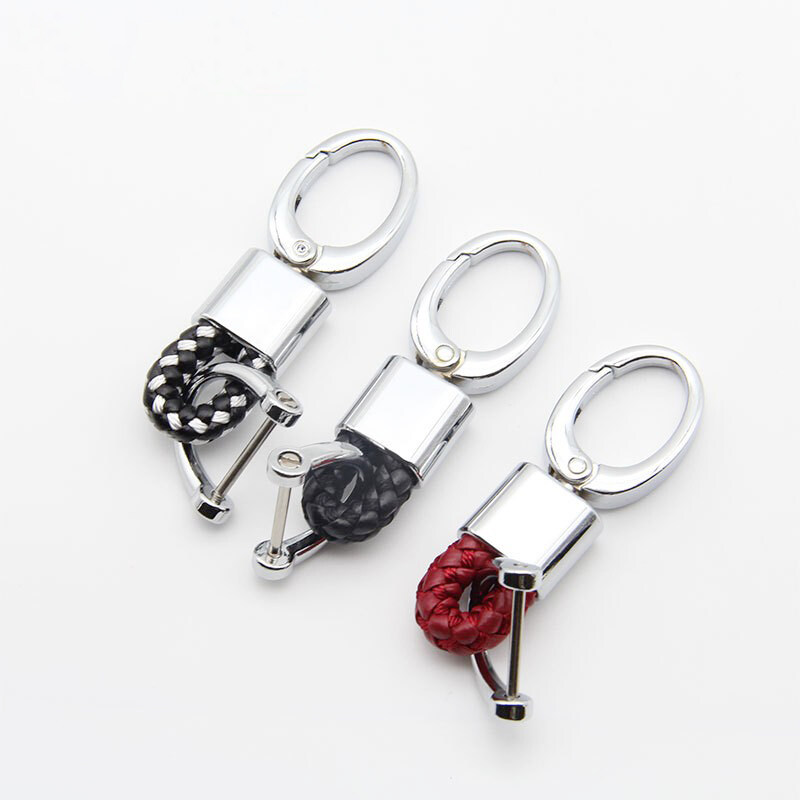 Hot Selling Short Type Leather Braided Key Rope Car Key Chain Detachable Snap Car Key Ring Promotional Gift Keyfob Accessories