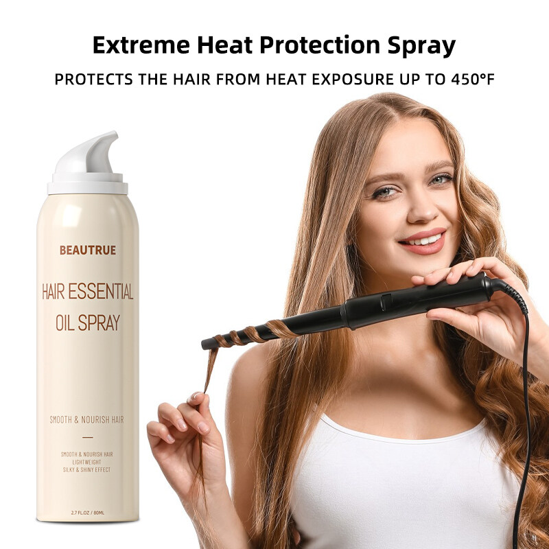 Heat Protectant Spray, aerosol essential oil spray, hair care, heat styling, essential oils, nourishment Description: Discover the benefits of using Heat Protectant Spray to shield your hair from heat damage, nourish it with essential oils, and achieve healthy, beautiful hair with ease.