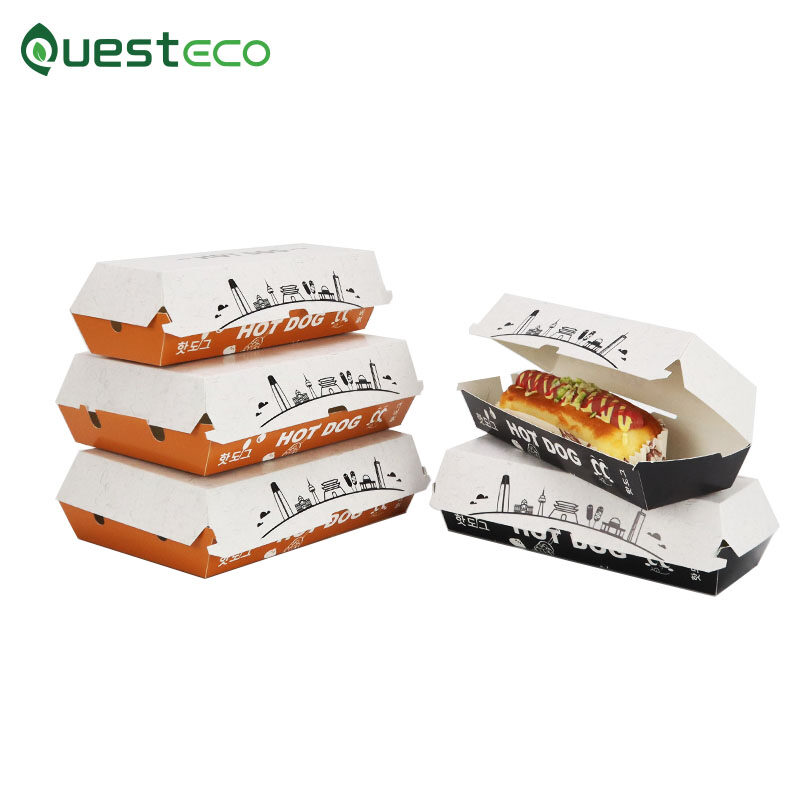 Cheap Price Long Hamburger Paper Packaging Food Grade Cardboard Fast Food Hot Dog Box