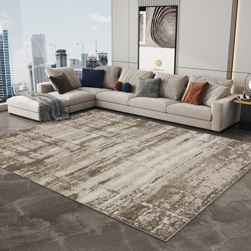 Abstract Contemporary Distressed Modern Silky Printed Carpet