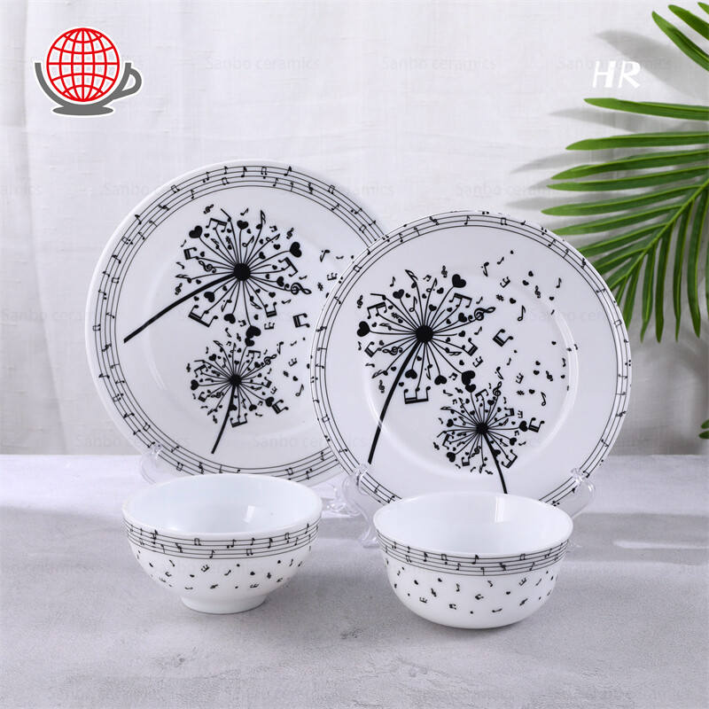 black and white dishware,custom printed dinnerware,pattern dinnerware