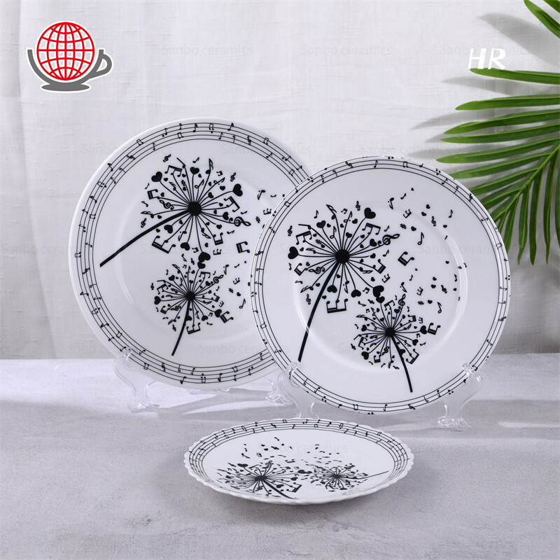 black and white dishware,custom printed dinnerware,pattern dinnerware