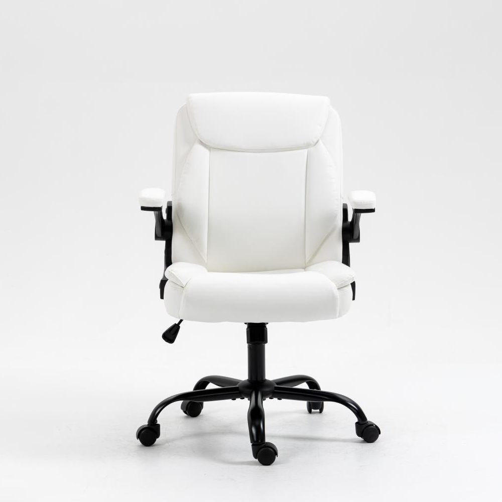 Computer Office Chair Massage Chair Heated Vibrating Pu Leather Ergonomic, pu leather executive office chair, pu leather high back office chair, white pu leather office chair, classic black leather office chair