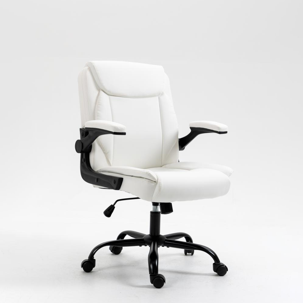 Computer Office Chair Massage Chair Heated Vibrating Pu Leather Ergonomic, pu leather executive office chair, pu leather high back office chair, white pu leather office chair, classic black leather office chair