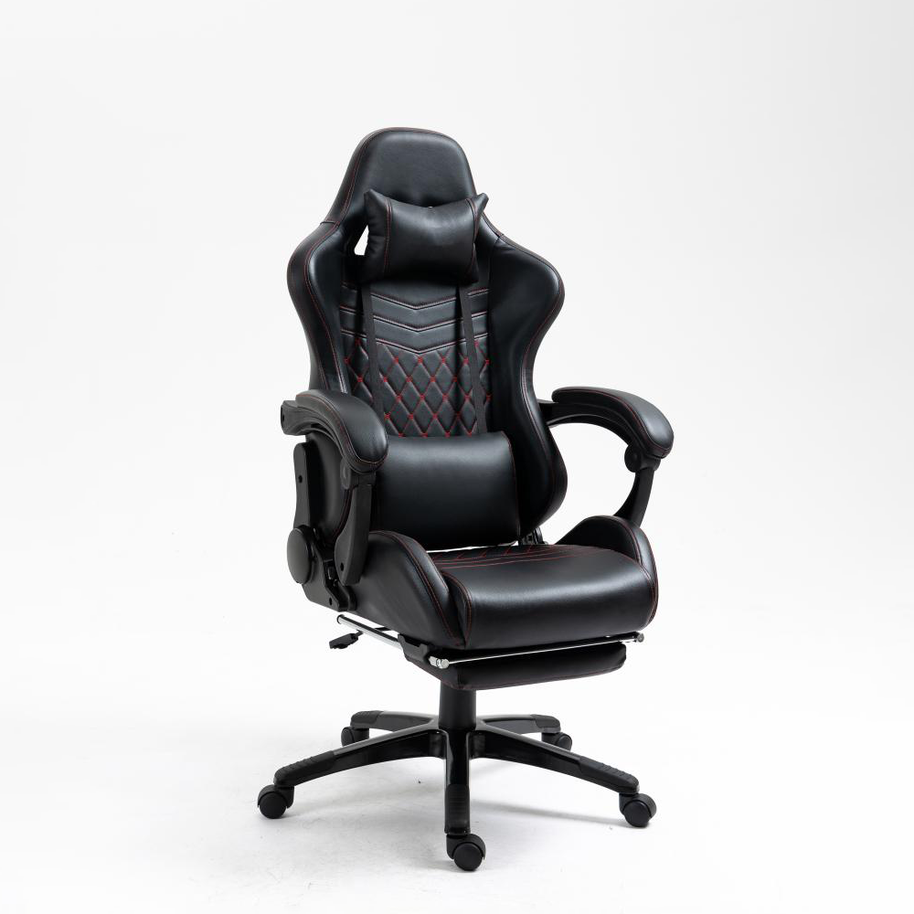 racing style gaming chair with footrest, racing wheel chair gaming, racing wheel gaming chair, high back traditional executive chair