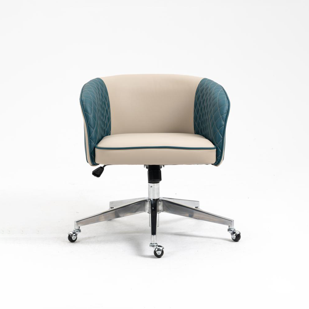 Office Chair Cute Desk Chair, Modern Fabric Home Office Desk Chairs with Wheels, Mid-Back Vanity Swivel Task Chair