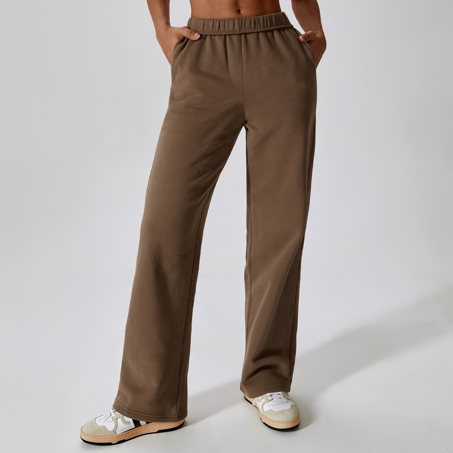 Stylish Relaxed Fit Fleece-Lined Waist-Tied Outdoor Casual Wide Leg Joggers