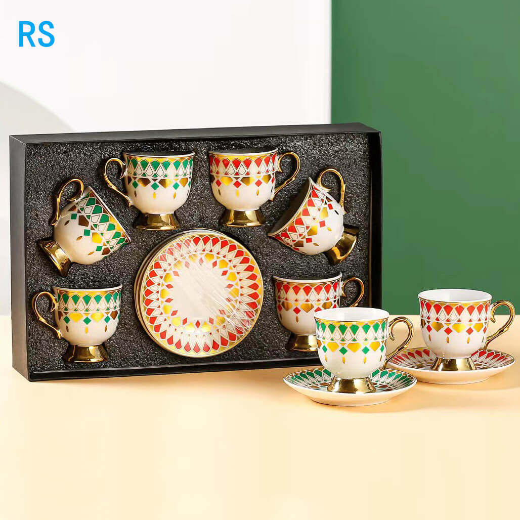 Factory Direct Modern Style Cup and Saucer Set of 6