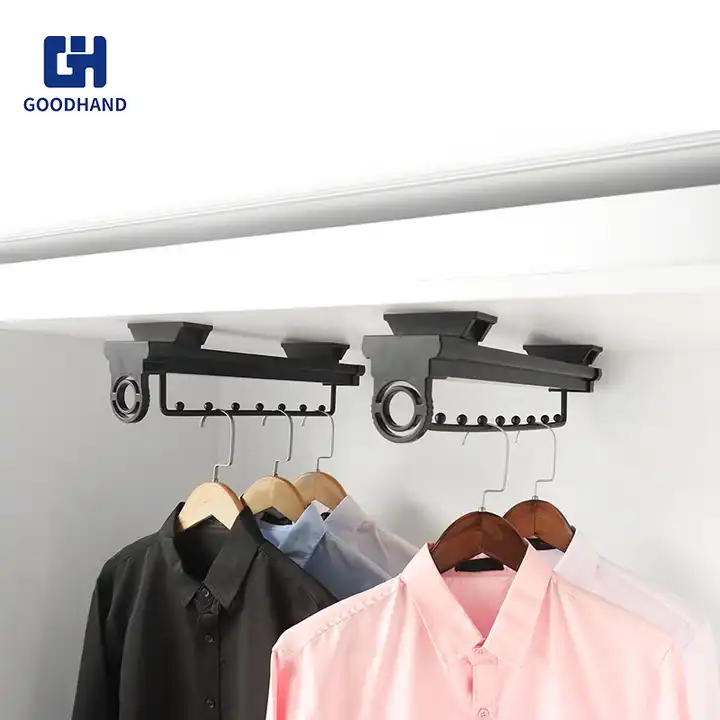 Factory High Quality Wardrobe Accessories Top Mounted Pull Out Wardrobes Clothes Storage Holder Hanging Clothes Hanger