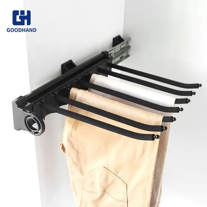 pull out wardrobe trouser rack,Soft Close Pants Trousers Rack,Pull Out Trouser Rack