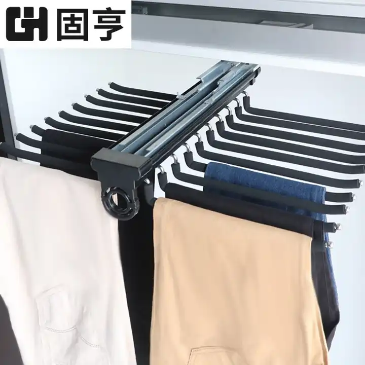 pull out wardrobe trouser rack,Soft Close Pants Trousers Rack,Pull Out Trouser Rack