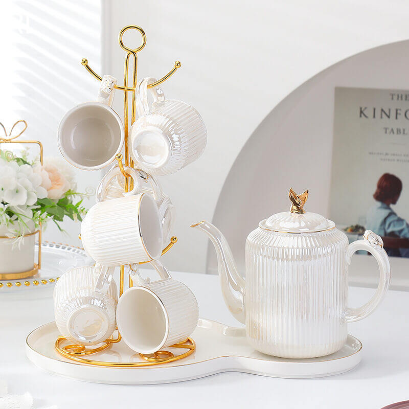 cup and saucer set with stand,lusterware tea set,tea pot set with cups