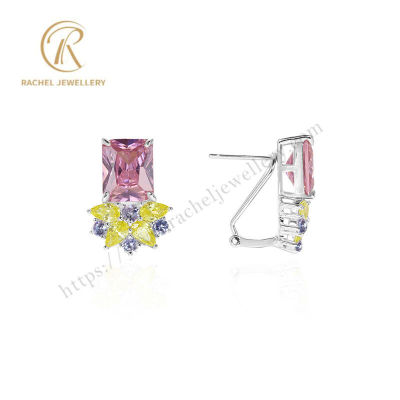 2023 New Luxury Pink Peacock Tail Silver Earrings