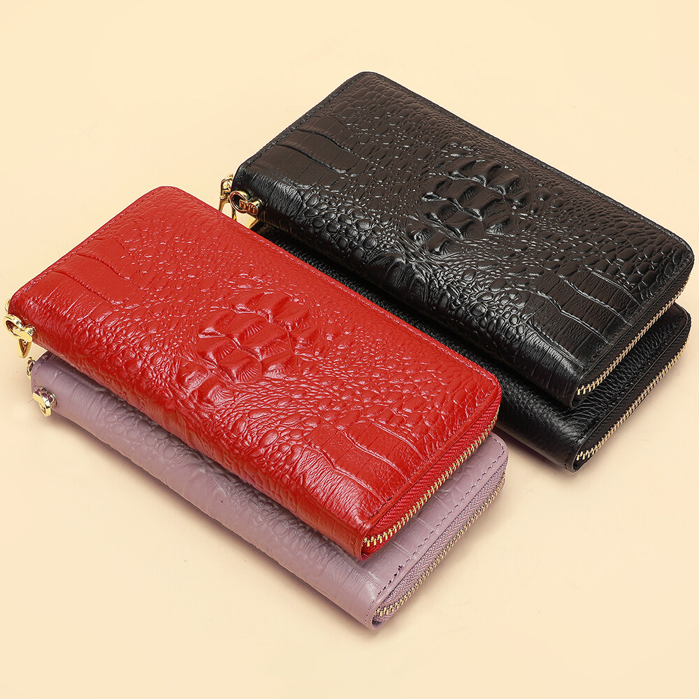 Niucunzh Women Purse Multi Pocket Card Slots Cell Phone Money Bag Leather Clutch Bag Wallet Genuine Leather Wallet for Women