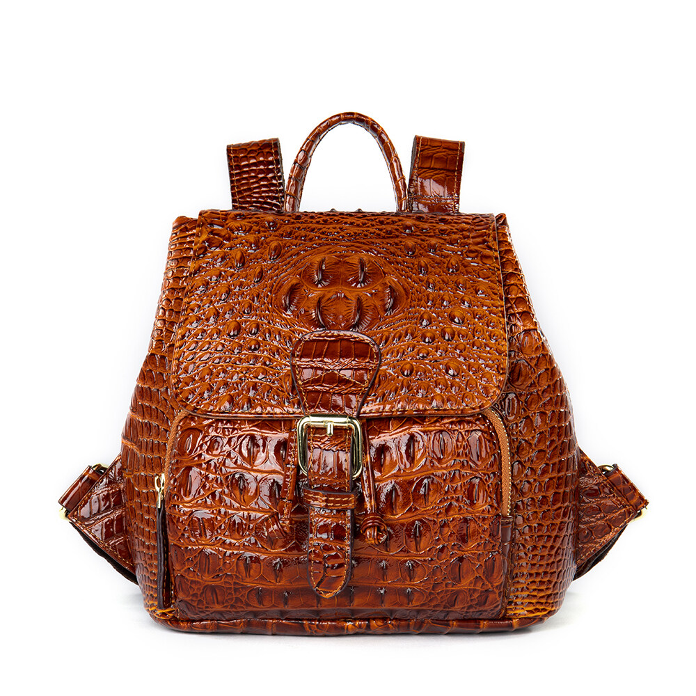 crocodile pattern backpack, leather designer backpack women's, women's designer leather backpack