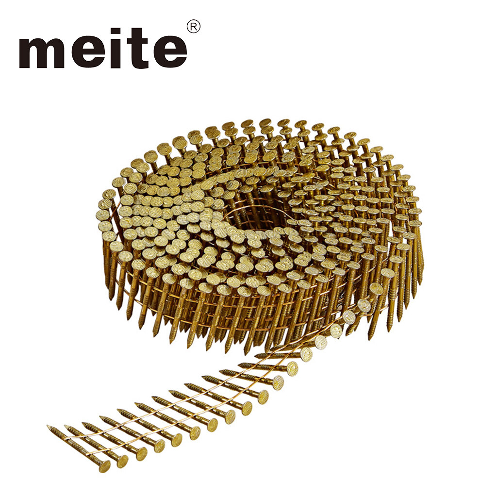 meite 15 Degree Round Head Wire Weld Collated Smooth Shank Electro Galvanized Coil Roofing Nails