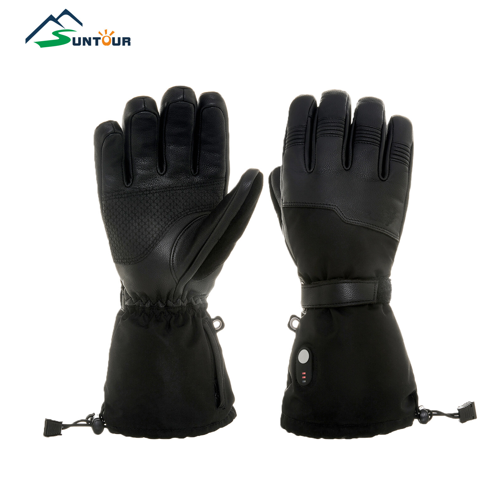 Winter warm leather heated windproof waterproof breathable touch screen riding gloves