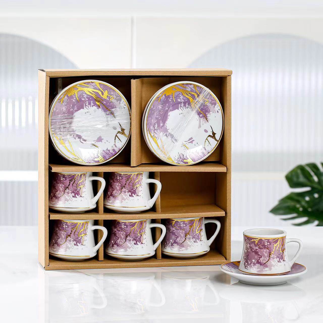 marble tea cup set, porcelain cups and saucers,coffee cup china