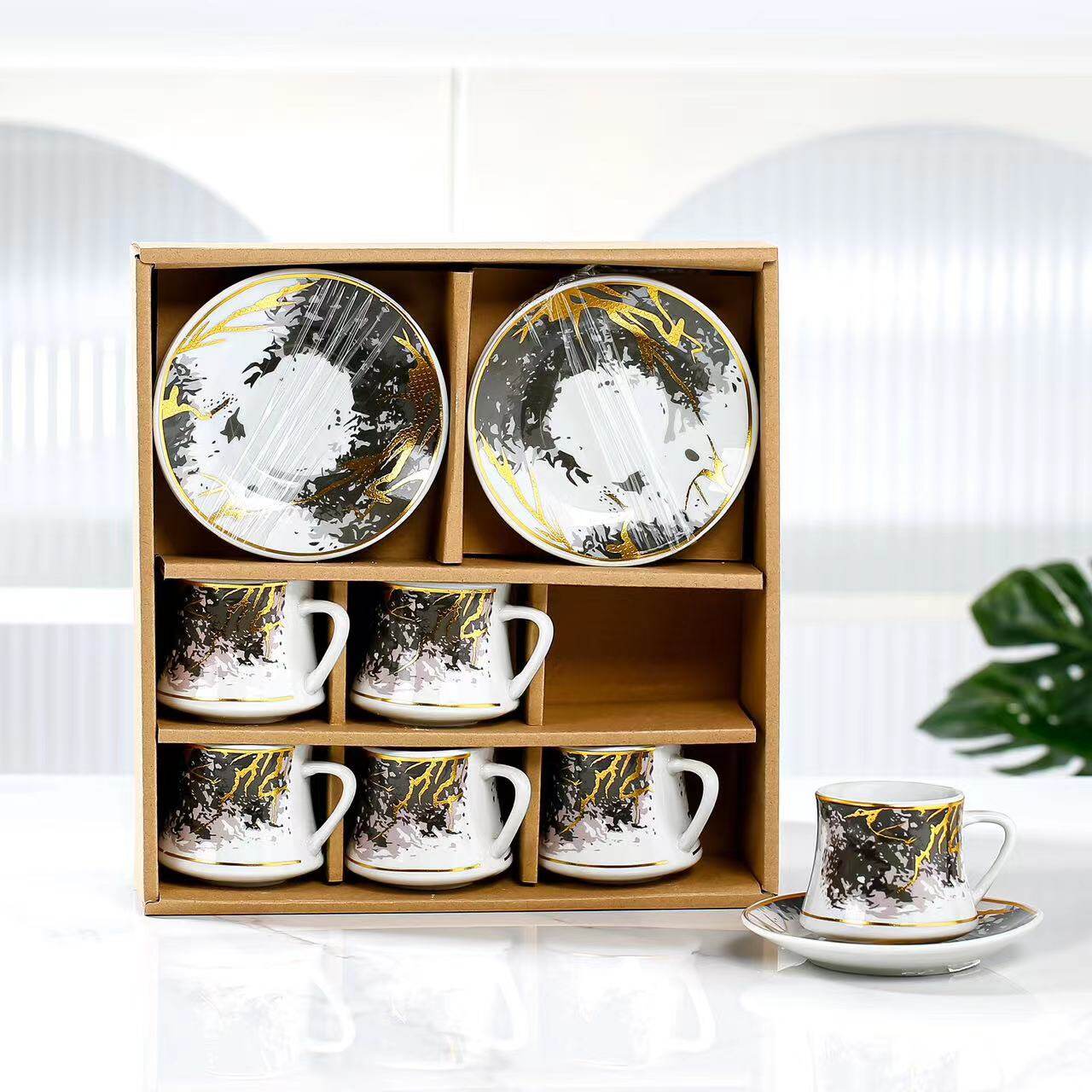 marble tea cup set, porcelain cups and saucers,coffee cup china