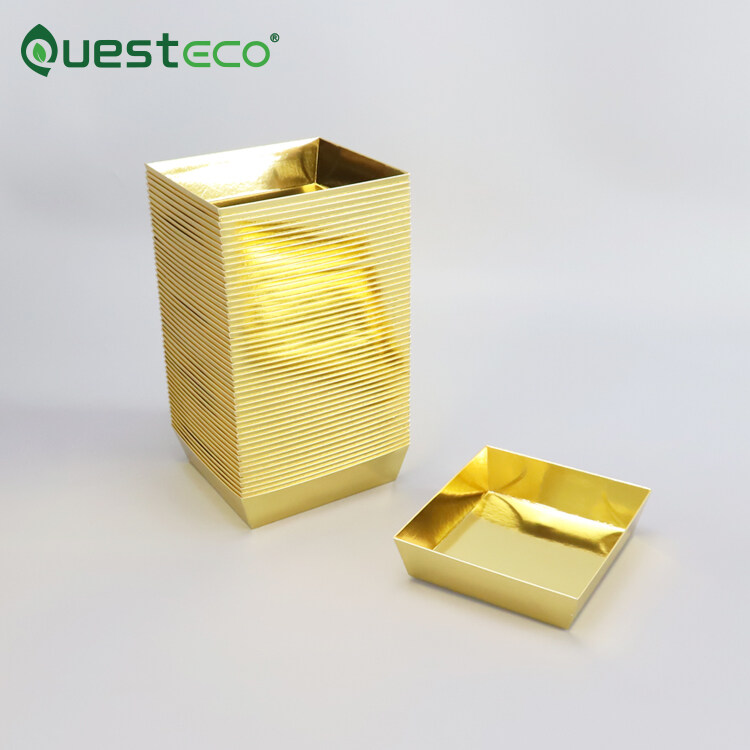 Disposable Custom Gold Promotion Square Cake Paper Box Cheap Paper Box Packing Rectangular Box With Plastic Lid Cake