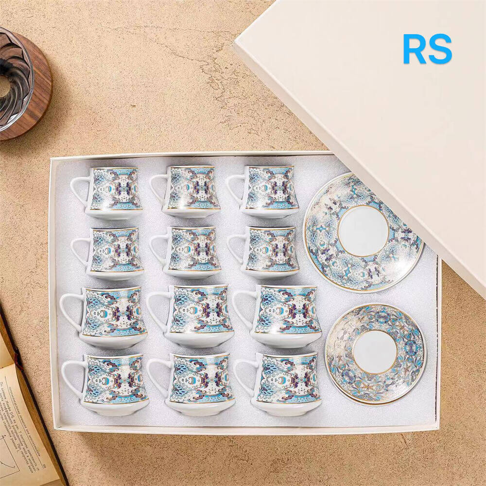 Custom Luxury Style Tea Cup Set of 12 with Gift Box