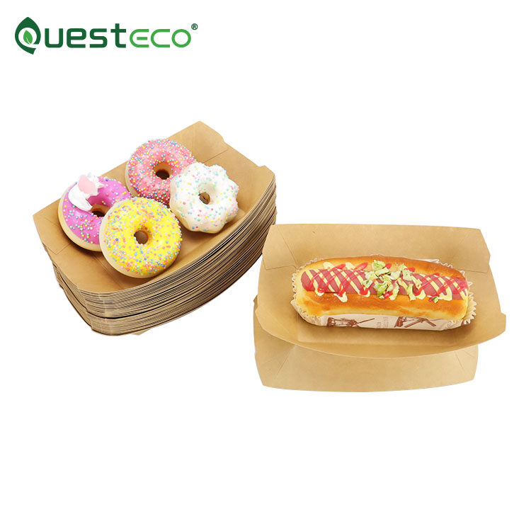 Disposable China Wholesale Custom Printed Boat Bait Tray Kraft Open Sushi Boat Tray Boat Disposable Tray