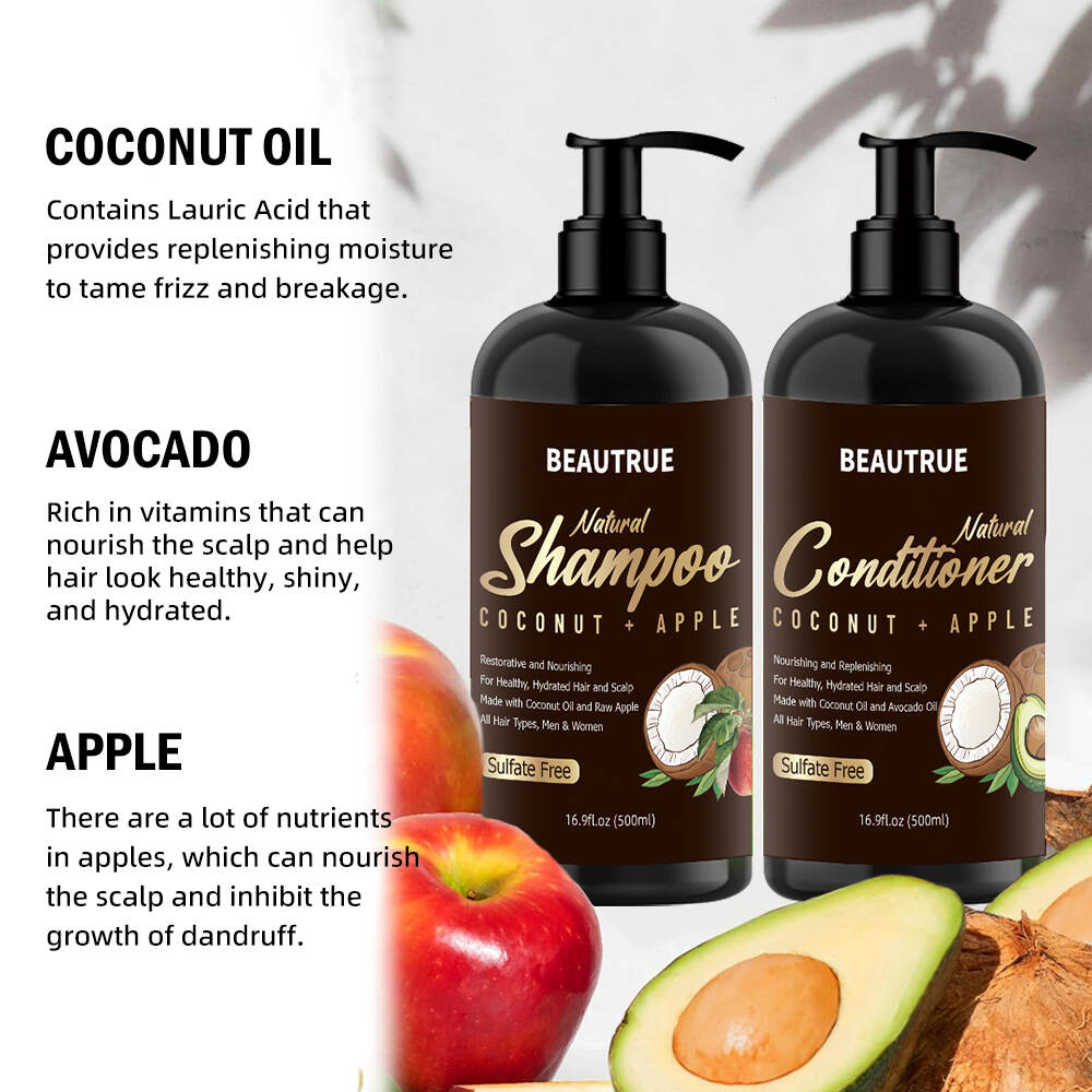 Coconut Oil Shampoo;Coconut Oil Shampoo Set;Apple and Avocado Coconut Shampoo Conditioner Set;shampoo;conditioner;hair care set;hair care shampoo;hair care conditioner;coconut shampoo;coconut conditioner