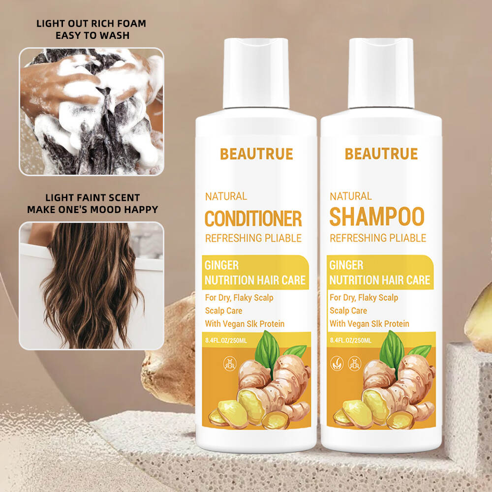 YOUR LOGO Ginger Shampoo and Conditioner Set Anti Hair Loss Deep Cleanser Volumizing Oil Control Shampoo Conditioner