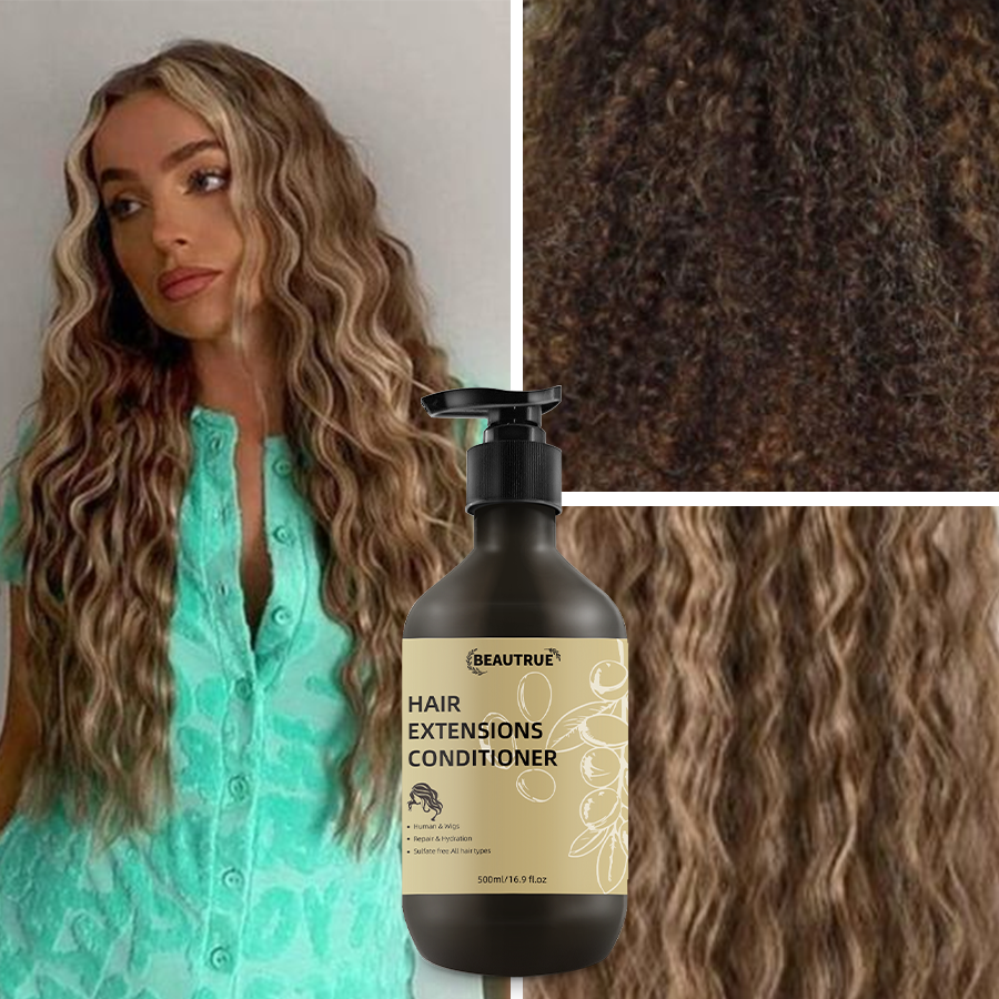 Seu logotipo Extensões de Cabelo Condicionador para Perucas para todos os tipos de cabelo Anti-Frizz Smoamento para cabelos danificados seco