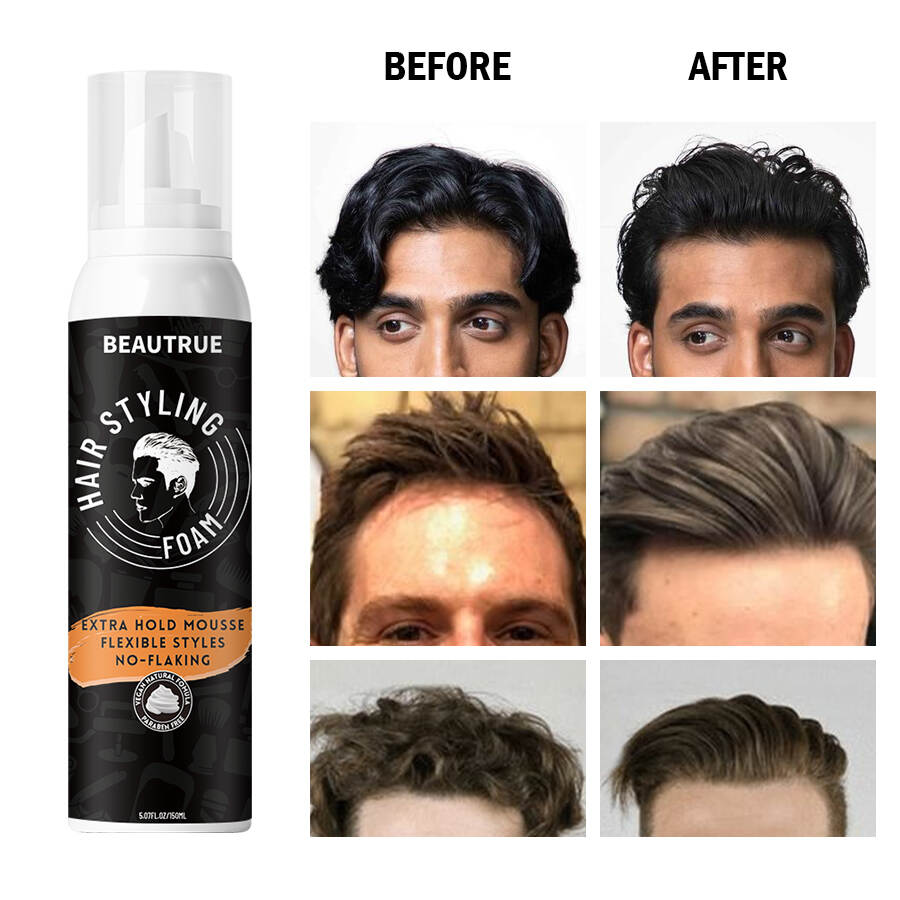 YOUR LOGO Men Hair Styling Foam Mousse Defining Curls Adds Shine Creates Texture for Voluminous Hair Sulfate Free