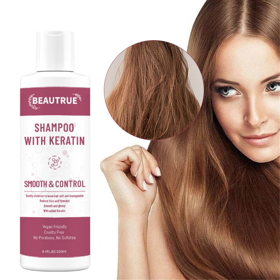 YOUR LOGO Keratin Enriched Shampoo Professional Salon Grade Repair Formula with Silk Protein for Dry Frizzy Damaged Treated Hair