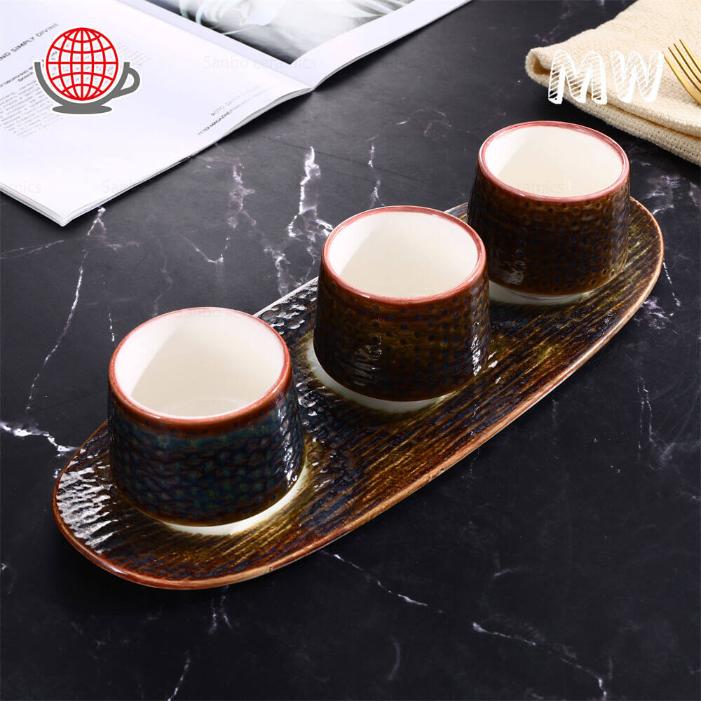 Top Quality Tea Cup Plate Set Reactive Glaze No Handle