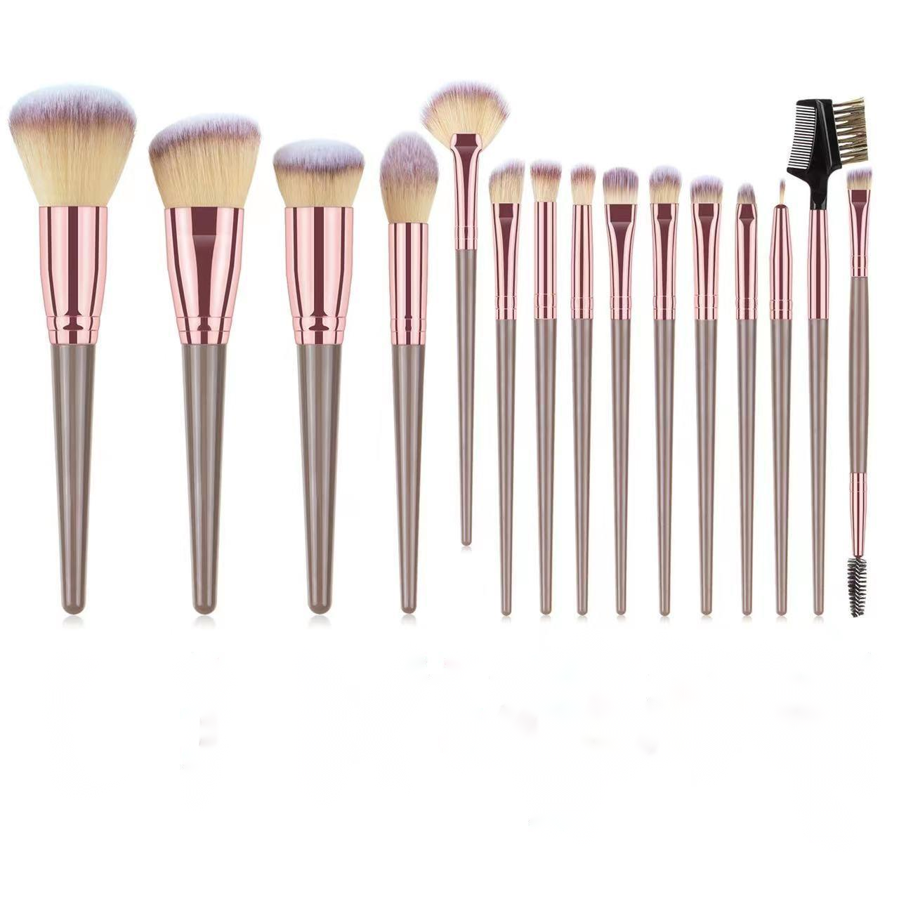 15 Rose Gold Cosmetic Brushes