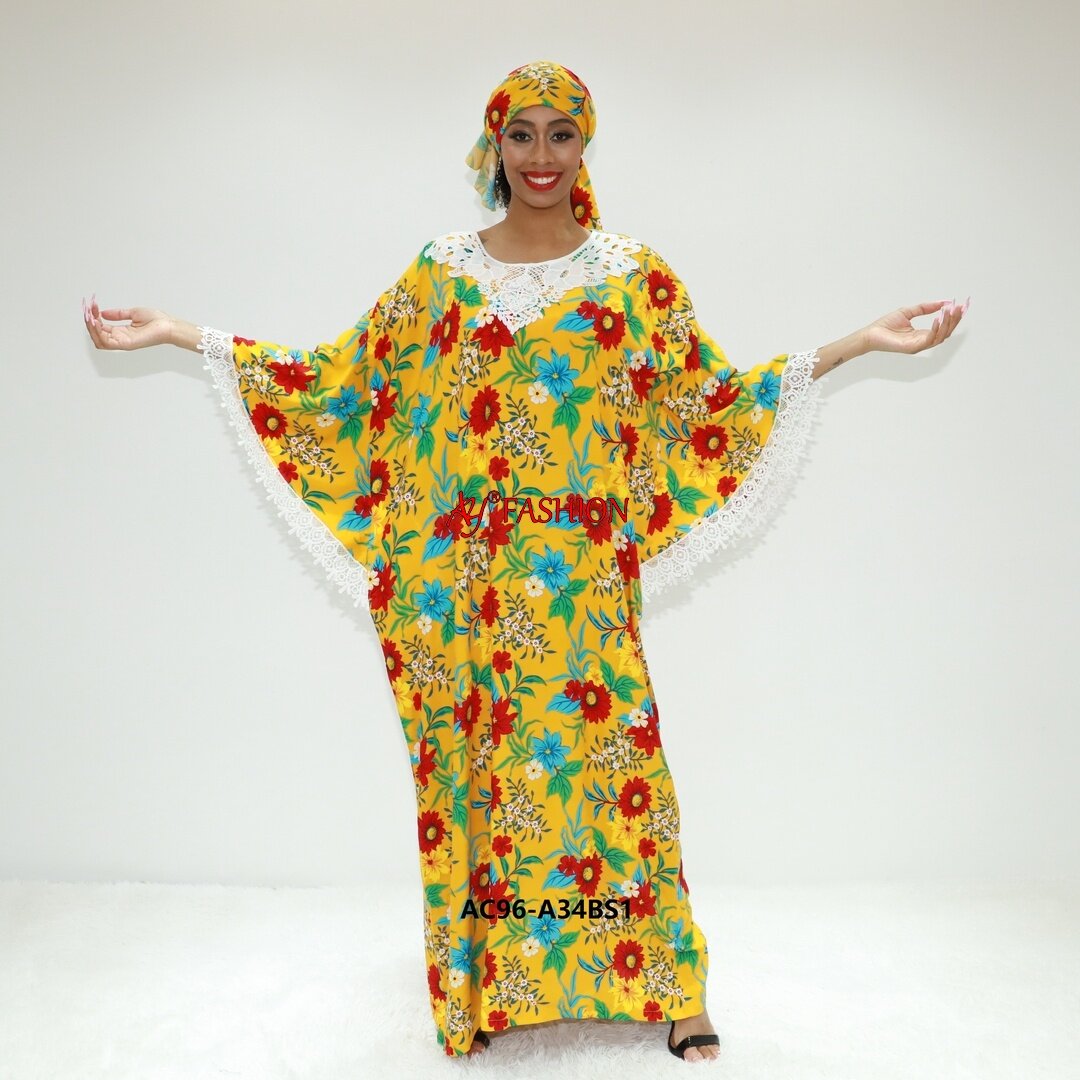 Vestidos africanos Abaya Longue Love Sahara AC96-A34BS1 Vestido étnico de la moda del Congo