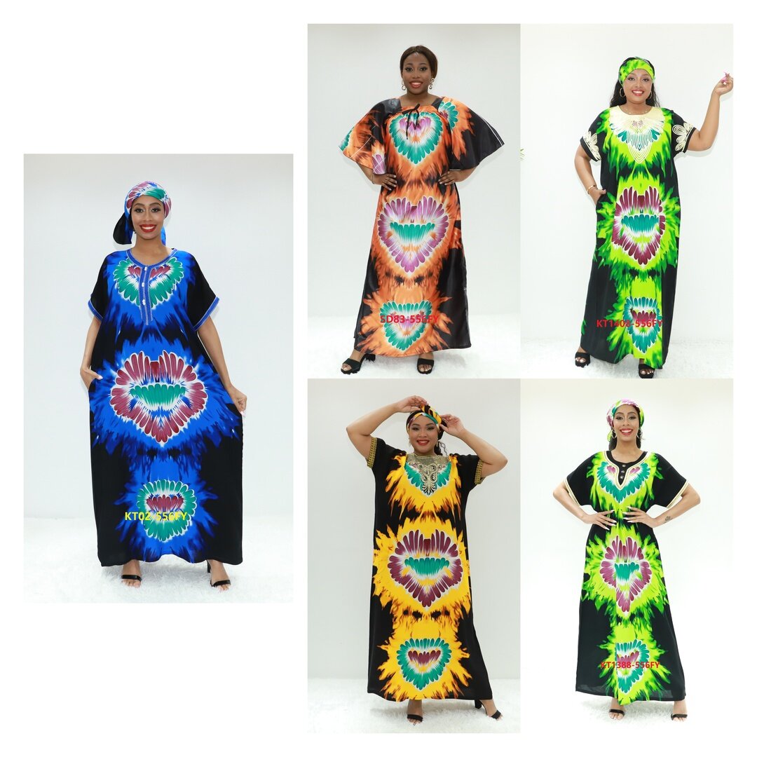 mulher étnica desgaste Tissus abaya kt02-556fy vestido muçulmano Abidjan Dashiki vestido