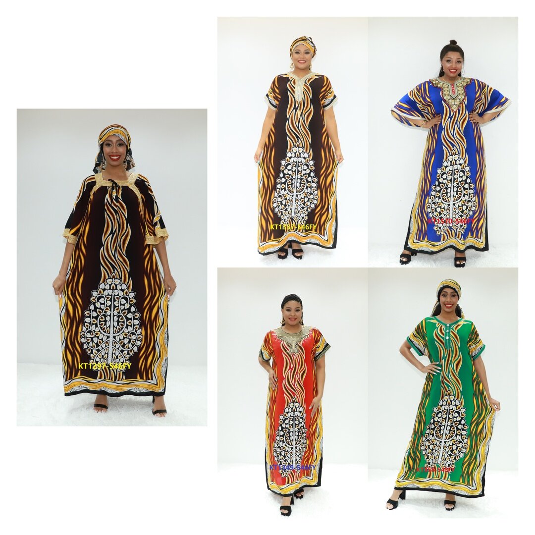 Afrique Vêtus Kaftan Coton Love Sahara KT1297-546 Robe ethnique de mode cameroun