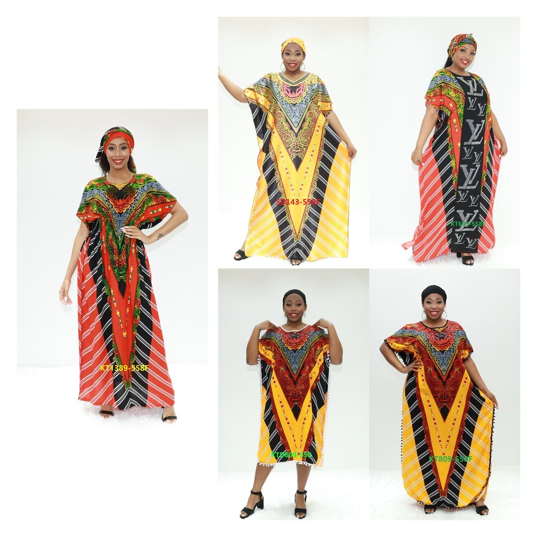 Vestidos de Dashiki de África AMOR CURRADO SAHARA KT1389-558F CAFTAN DEL CONGO