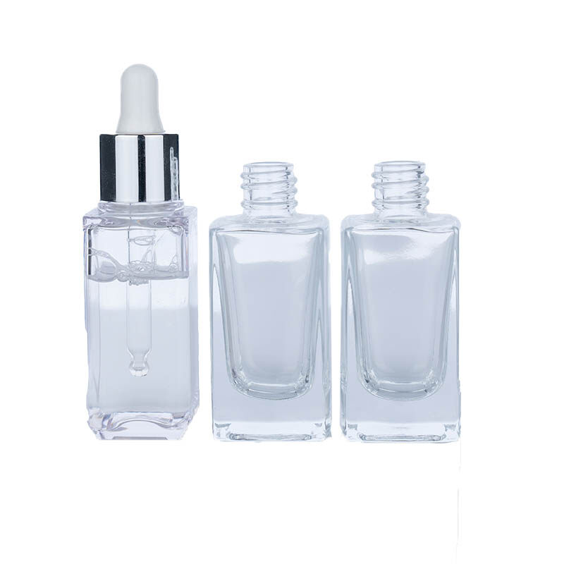 Wholesale Square Clear Glass Essential Oil Bottle