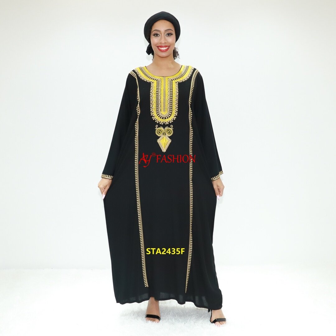 Africa clothing abaya designs stone work STA2435F Ghana muslim dress abaya