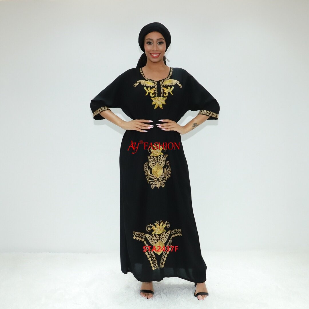 Африканская одежда Kaftan Emelcodery Machine STA2437F Конго Мусульманское платье кафтан