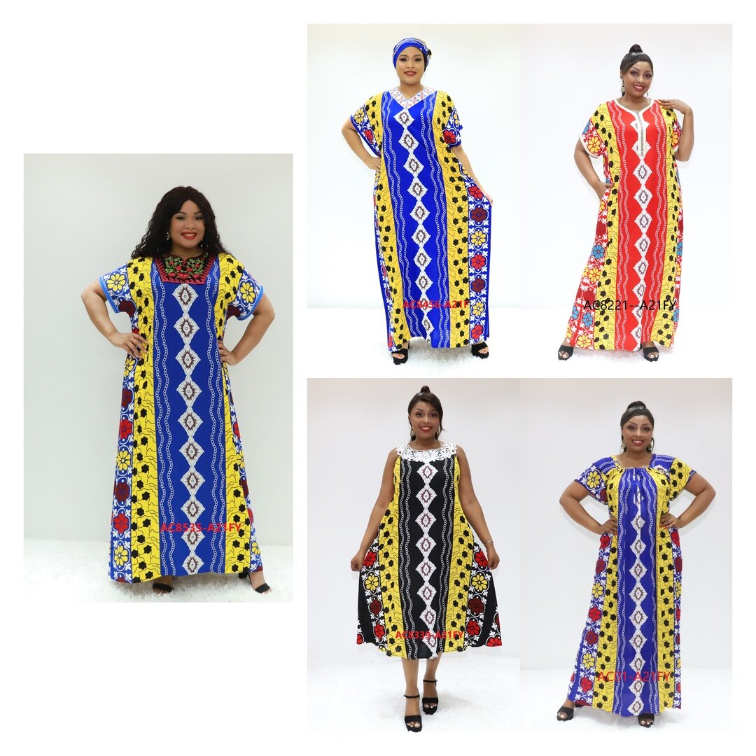 Vêtements ethniques Nouveaux modèles Abaya AC8535-A21fy Congo Muslim Dress Afrique Robe imprimée