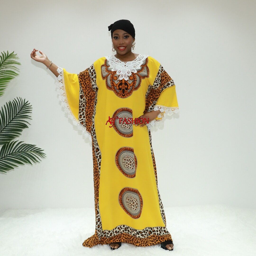 Vêtements africains enveloppe en lin ABAYA AC8566-B19BS GHANA CAFTAN Dashiki Robe